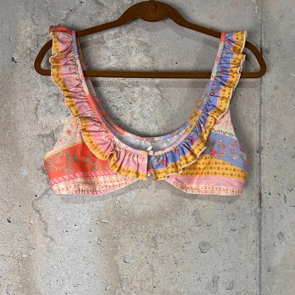 Free people coral lavender yellow floral patchwork midi skirt bralette set large - Picture 11 of 13